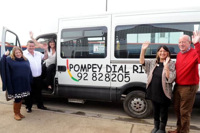 Leader of Portsmouth City Council Donna Jones, directors of Pompey Dial Ride Kerron Barnes and Tracey Jones, Jennie Brent, chief executive of The Beneficial Foundation and Cllr Ken Ellcome, when Dial Ride was saved from closure in April last year