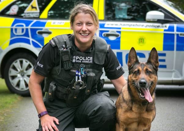 Ritzy the police dog with Hampshire police officer dog handler PC Stacey Beale Picture: wowphotography.co.uk