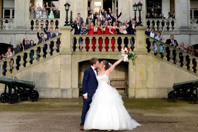 Daniel and Lucy Dorey-Robinson married at the Royal Marines Museum, Eastney. Picture: markrobbinsphotography.co.uk.