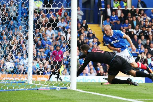 Curtis Main scored twice in Pompey's 3-0 win over Crawley Town    Picture: Joe Pepler