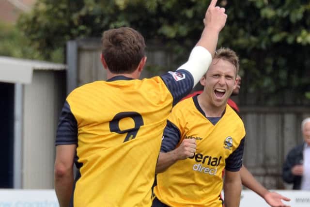 Gosport Borough striker Warren Bentley, righ    Picture: Mick Young