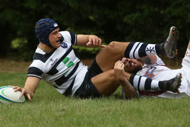Scott Morris scores Havant's first try. Pictuere: Innes Marlow (161238-4)