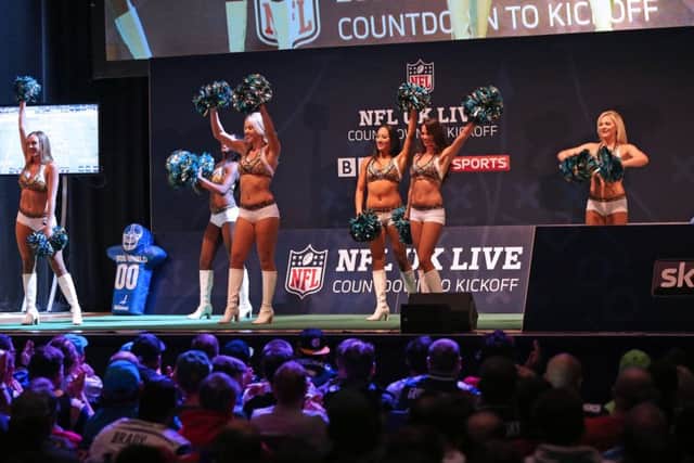 The Jacksonville Jaguars 'ROAR" perform at The Guildhall, Portsmouth Picture: Sean Ryan /NFL