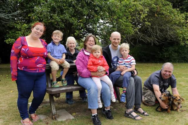 From left, Kimberly Barrett, 28, her son Jacob, five, Julie Brown, 61, Victoria Campbell, 35, with her daughter Madeleine, three,, Alistair Campbell, 40, with his son Sebastian, five, Martin Lock, 54, with his two dogs Dexter and Toby
Picture: Malcolm Wells (160903-4836)