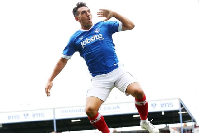 Gary Roberts celebrates scoring against Crawley Picture: Joe Pepler