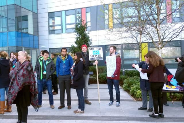Caption: Junior doctors' strike at Queen Alexandra Hospital, in Cosham, earlier this year. Picture: Ellie Pilmoor PPP-160426-105656001