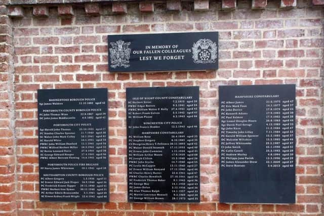The memorial at Netley training headquarters for fallen police officers Picture: Hampshire Police Federation