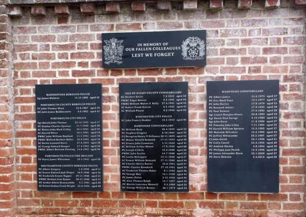 The memorial at Netley training headquarters for fallen police officers Picture: Hampshire Police Federation