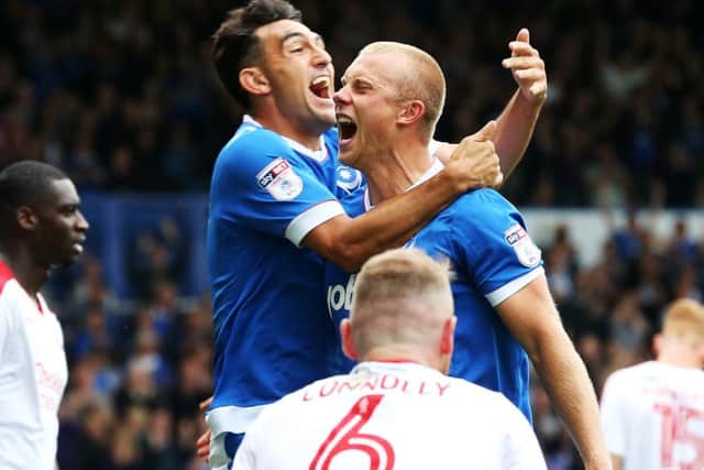 Gary Roberts and Curtis Main borh scored in the 3-0 win against Crawley Picture: Joe Pepler