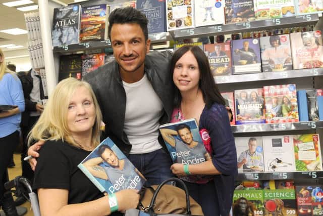 Peter Andre with left, Teresa Kennedy, 55, and her daughter Natalie Brown, 35 Picture: Malcolm Wells (160906-5390)