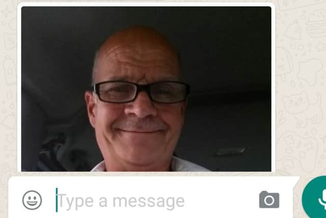 A picture Ian Skittlethorpe sent of himself to a WhatsApp conversation with vigilantes from Dark Justice. He thought he was talking to a 13-year-old girl in Newcastle.