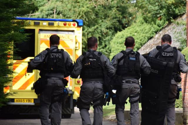 Police taking part in the counter-terrorism exercise, Op Monte, yesterday Picture: Thames Valley Police