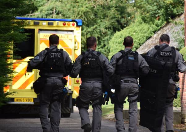 Police taking part in the counter-terrorism exercise, Op Monte, yesterday Picture: Thames Valley Police