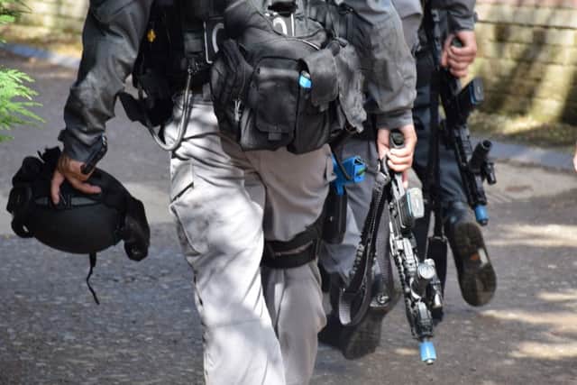 Police taking part in the counter-terrorism exercise, Op Monte, yesterday Picture: Thames Valley Police