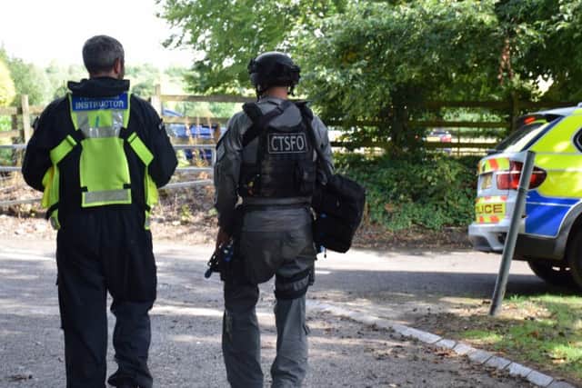 Police taking part in the counter-terrorism exercise, Op Monte, yesterday Picture: Thames Valley Police