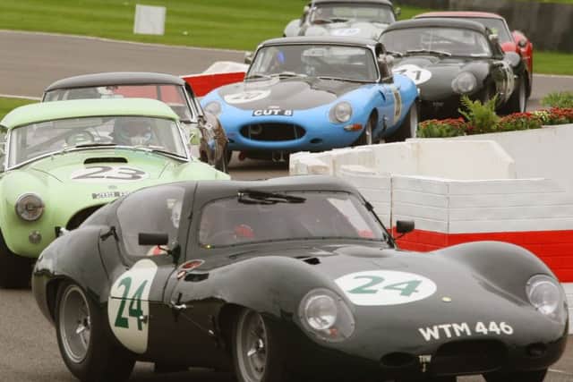 Action from the RAC TT Celebration race at the 2015 Goodwood Revival.  Picture: Derek Martin