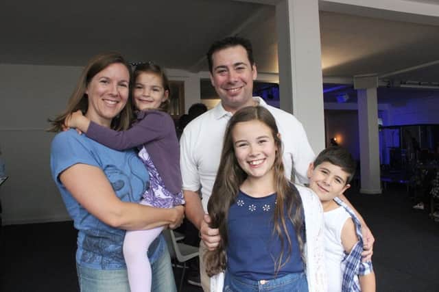 Peter and Elke Haworth with their children Sophie, Samuel and Sarah at the first Sunday service of Harbour Church