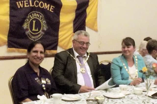 Lions president Pal Hayre, Deputy Mayor Councillor Geoff Fazakarley and Deputy Mayoress Tina Fazakarley