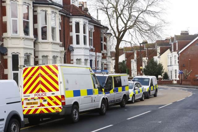 Police in Waverley Road, Southsea, after the murder in January Picture: Jason Kay