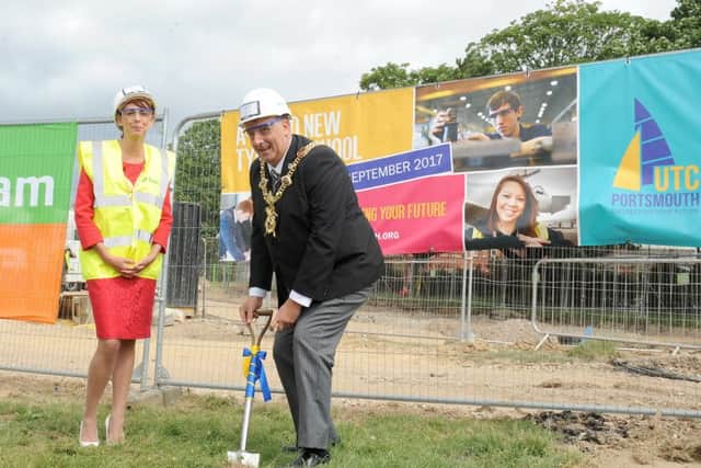The official ground breaking ceremony held earlier this year at the UTC Portsmouth site in Hilsea.Pictured is: The Lord and Lady Mayor and Mayoress of Portsmouth David Fuller and Leza Tremorin.Picture: Sarah Standing (161115-270) PPP-160729-154538001