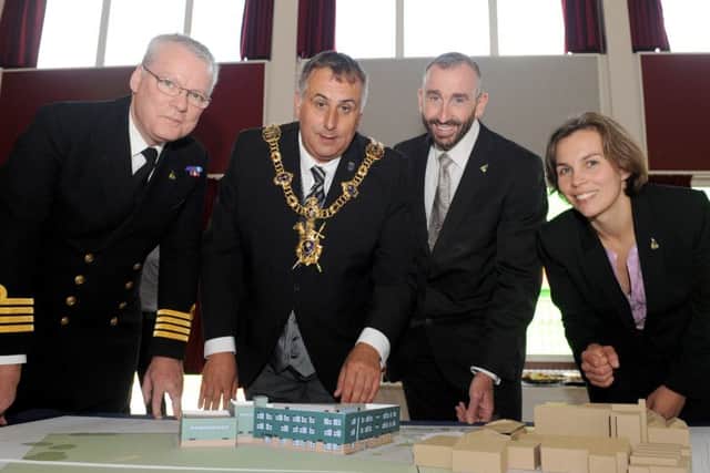 Pictured is: (l-r) Cpt Andy Cree, project lead for UTC Portsmouth, The Lord Mayor of Portsmouth David Fuller, Ciaran O'Dowda, Principal for UTC Portsmouth and Fiona Haynes, project manager for UTC Portsmouth.
Picture: Sarah Standing (161115-314)