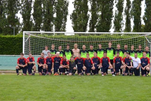Stuart and Andy Maunder with friends at their fundraising football match in memory of their mother