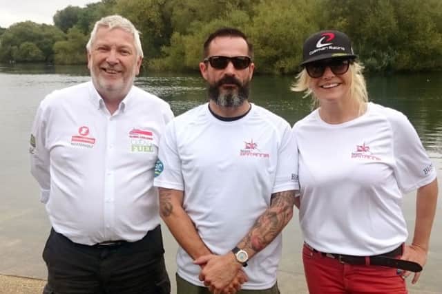 From left, Team Britannia skipper Alan Priddy and army veterans John Sandford-Hart and Daisy Coleman
