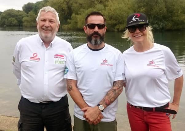 From left, Team Britannia skipper Alan Priddy and army veterans John Sandford-Hart and Daisy Coleman