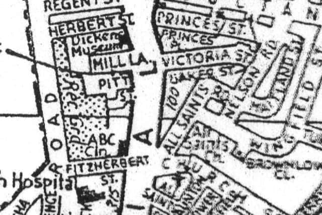 Pitt Street Baths south of Fitzherbert Road with Pitt Street farther north.