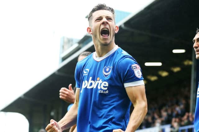 Conor Chaplin celebrates that goal against Wycombe Picture: Joe Pepler