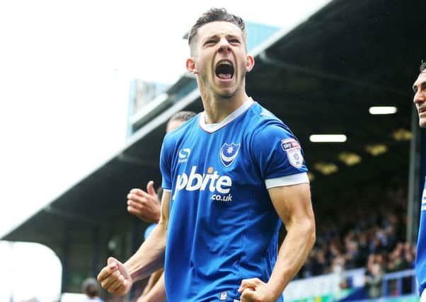 Conor Chaplin celebrates that goal against Wycombe Picture: Joe Pepler