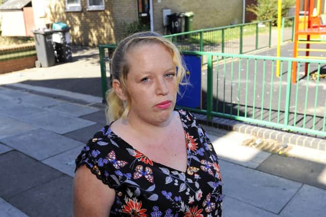 Gemma Featherstone at the junction of of Burnham's Walk and Farriers Walk in Gosport where her husband David Featherstone was attacked
Picture: Malcolm Wells (160826-3689)
