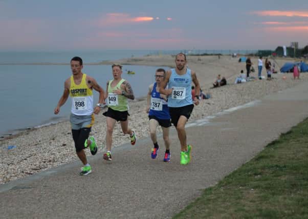From left: Rob Byrne, Gareth Smith, Pete Collins and Paul Mitchinson lead the way in the 5k. Picture: David Brawn