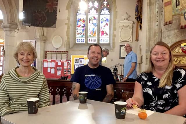 Will Coulston, Sara Freestone and Shelly Saunders enjoying Café Church at St Faith's, Havant