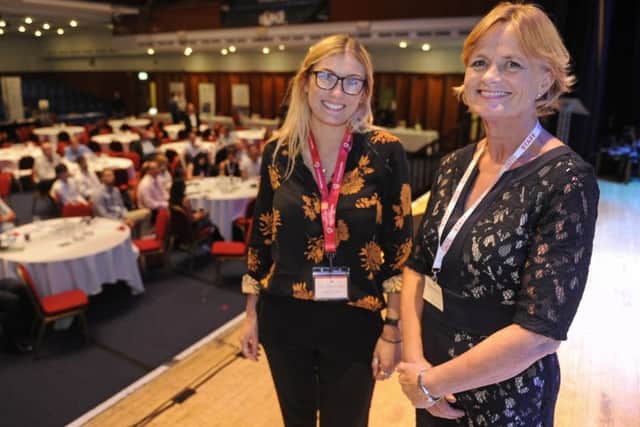 Grace Hawkins-Taylor of Uni Cribbs with organiser Shena Mitchell at the Access to Finance and Growth day Picture: Ian Hargreaves (161226-6)