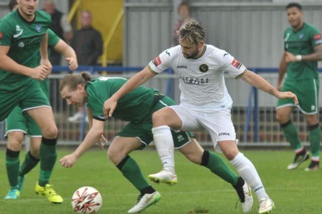 George Barker in command for the Hawks against Canvey Island. Picture: Mick Young