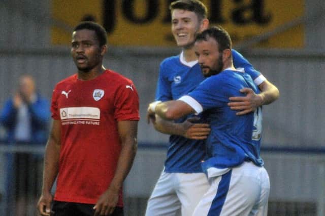 Noel Hunt, right, scored against Barnsley on Monday night. Picture: Mick Young