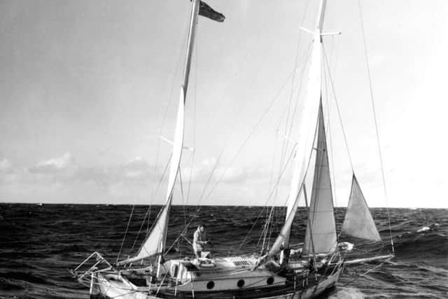 Sir Robin Knox-Johnston and his boat Suhaili during the race around the world