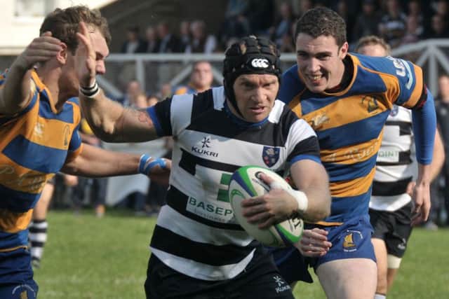 Loz Blackburn bursts through to score for Havant. Picture: Mick Young (161149-11)