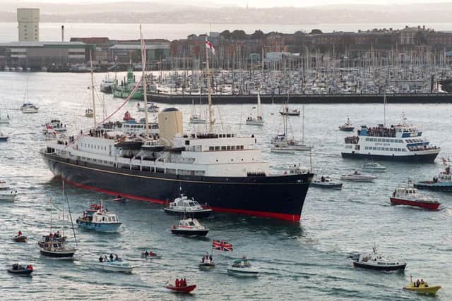 File photo dated 22/11/1997 of the Royal Yacht Britannia sailing into Portsmouth for the last time before being decommissioned. The Duke of Edinburgh has criticised the decision to decommission vessel, which was taken out of service after 43 years in 1997. PRESS ASSOCIATION Photo. Issue date: Monday May 16, 2011. Interviewed by broadcaster Alan Titchmarsh to mark his 90th birthday, the Duke is asked what his feelings were when the yacht was decommissioned. He answers: "Sad." Asked if he thought it was the right thing to do, he replies: "No." See PA story ROYAL Philip. Photo credit should read: Rebecca Naden/PA Wire ENGPPP00120120117124023