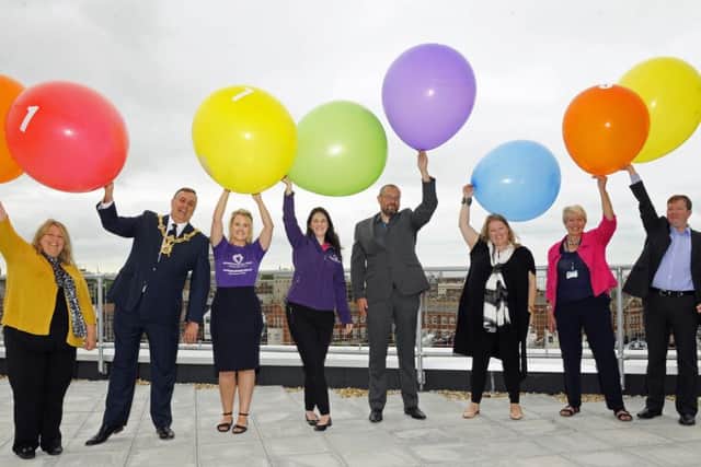 PORTSMOUTH LOTTERY                                                          MRW     2/9/2016Launch of The Portsmouth Lottery at The BAR complex in Old Portsmouth on Friday morning(left to right) Sandy O'Neill, Lord Mayor Cllr. David Fuller, Lauren Clarke, Victoria Greenshields, Cllr. Luke Subbs, Leader of Portsmouth City Council Cllr. Donna Jones, Cllr. Linda Symes and Cllr. Neill Young                               Picture by:  Malcolm Wells (160902-4492)Professional Photographer Mobile: 07802 217 569 (160902-4492)E: malcolmrichardwells@gmail.com PPP-160209-164153006