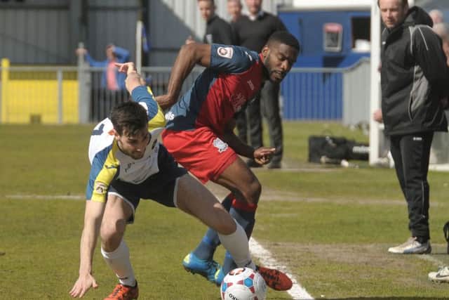 Matt Paterson in action against Weston-super-Mare on the final day of last season Picture: Mick Young