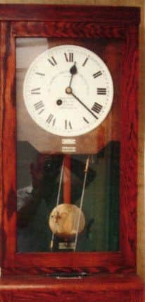 Ted Saunders's clocking-in/out clock which is in his conservatory