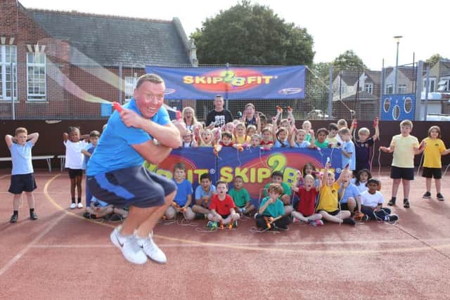 John McCormack leads the Skip2Bfit day at Newbridge Junior School in Portsmouth Picture: Habibur Rahman (161326-63)