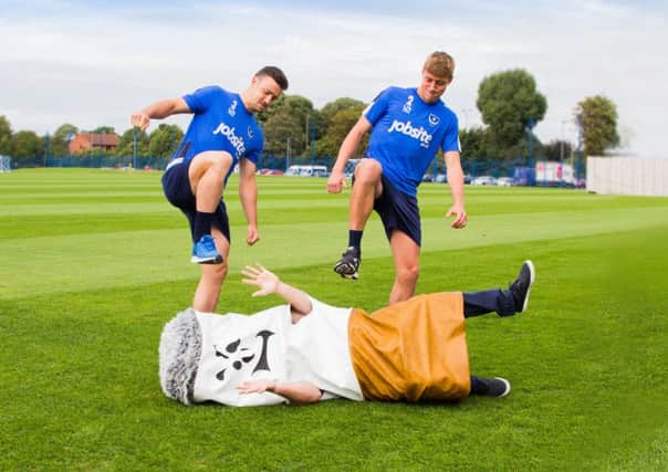 Pompey footballers Enda Stevens and Tom Davies stamping out smoking