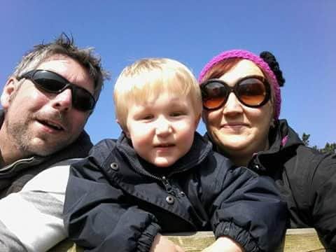 Helen Tucker, husband Adrian and Benjamin