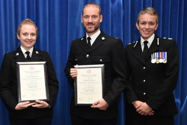 PC Linda Davies and PC Shaun Brennan with chief constable Olivia Pinkney Picture: Jan Brayley