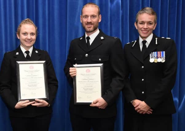 PC Linda Davies and PC Shaun Brennan with chief constable Olivia Pinkney Picture: Jan Brayley