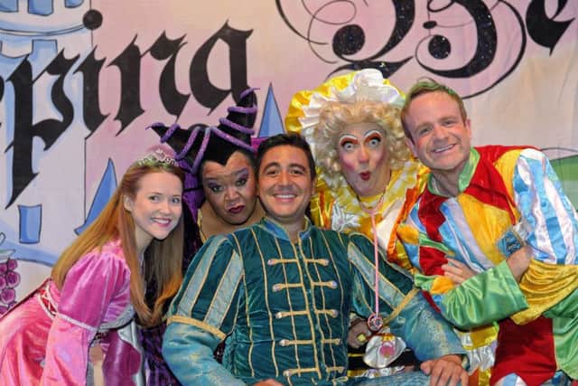 Hear'Say's Noel Sullivan plays Prince Valiant with Kay Purcell as Carabosse, Mark Siney as Nurse Nellie, David Dobson as Chester The Jester and Carol Heffernan as Belle.Picture Ian Hargreaves (161241-1)