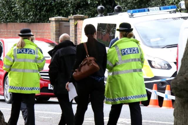 Police at the scene where a 69-year-old man was assaulted in Gosport Picture: UKNIP